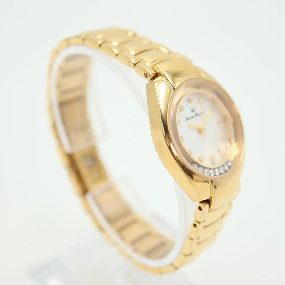 Lucien Piccard Gold Tone Womens Watch 26mm Swiss Sapphire Crystal Float Diamonds